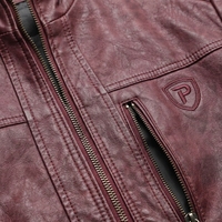 Blouson d'hiver pour homme en cuir véritable, imperméable, léger, avec fermeture éclair, couleur unie, style streetwear et motard, col montant, design personnalisé