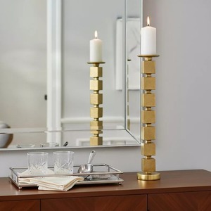 Porte-bougie en métal de 24 pouces de hauteur, design cube empilable, décoration d'intérieur - Product Image 4