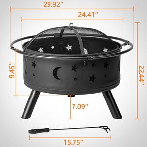 "30IN Stainless Steel Gas <b>Fire</b> <b>Pit</b> <b>Table</b> Smokeless Outdoor Black" - Product Image 6