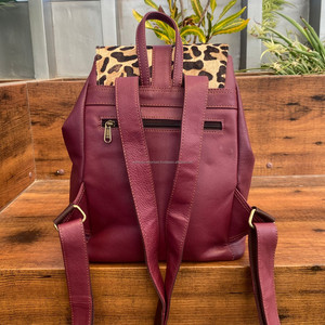 Nouveau design tendance sac à dos à cordon extérieur en cuir véritable pour garçons filles sac à dos en cuir de vachette imprimé léopard de luxe de haute qualité - Product Image 5
