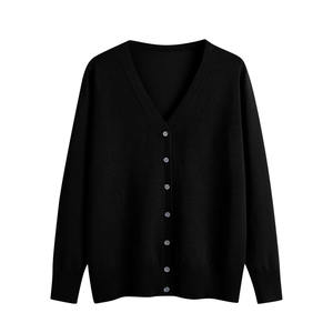Women's V-Neck <b>Cardigan</b> <b>Sweater</b> Long Sleeve Solid Color Casual Knitwear 100% Acrylic Anti-Pilling Full Sleeve Regular Fit - Product Image 4