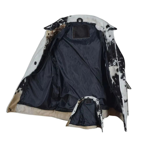Designer <b>Men</b> Cow Pattern Faux Fur <b>Jacket</b> Black <b>White</b> Button Front Casual Winter Coat Regular Fit Single Breasted - Product Image 6