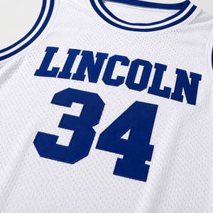 Camiseta de Baloncesto Lincoln 34 Blanca de Malla sin Mangas con Cuello Redondo para Hombre Adulto, Transpirable, Estampada y Sublimada, Ropa Deportiva al por Mayor - Product Image 3