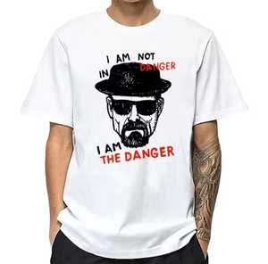 T-shirt blanc à manches courtes pour homme, col rond, motif imprimé, style décontracté, coupe classique, polyester anti-rétrécissement 320g, logo frontal - Product Image 1