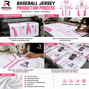 Maillot de football d'hiver pour homme RONAL SPORTS blanc et rose, manches courtes, col baseball, respirant, anti-humidité, coupe athlétique - Product Image 5