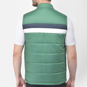 Chaleco Acolchado con Capucha Ecológico para Hombre, Color Verde, Cuello Alto, Cierre de Cremallera, Resistente al Viento, Ropa Casual de Invierno, Relleno de Poliéster - Product Image 3
