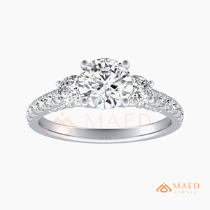925 Sterling Silver Moissanite Round Cut Engagement Ring for Women Three <b>Stone</b> Pave Band Wedding Ring Bridal Jewelry USA - Product Image 5