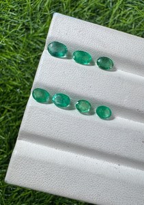 Piedras Preciosas de Esmeralda de Zambia Certificadas Naturales, Forma Ovalada Facetada de 5x4 a 7x5 mm, Lote de 7 Piezas, Piedras Sueltas - Product Image 6