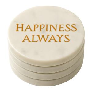 Elegant Welcome Home <b>Coaster</b> with Golden Lettering on <b>White</b> Marble for Warm and Inviting Home Decor <b>coasters</b> stone - Product Image 3