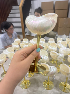Vietnam factory Natural Shell Wine Glass With Gold Stem Pearl Finish Coastal Decoration home <b>garden</b> Christmas stockings - Product Image 2