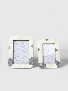 Luxury Handmade Bone Inlay Photo <b>Frame</b> <b>White</b> and Grey Geometric Mosaic Picture <b>Frame</b> Decorative Tabletop Display <b>Frame</b> Custom - Product Image 1