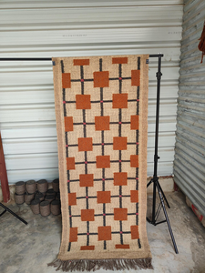 Tapis de couloir géométrique en jute fait main, style bohème rustique avec franges, pour entrée, salon, chambre, décoration de sol - Product Image 2