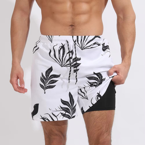 Shorts de sport décontractés pour hommes sur mesure, en toile unie, séchage rapide, respirants, 100 % coton, taille élastique, poches, doublure - Product Image 3