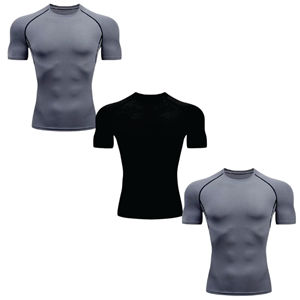 En gros Rashguard court sans Gi de Jiu-Jitsu à manches courtes, unisexe, pour athlètes, anti-UV, 220g, Polyester Spandex, Impression numérique, OEM - Product Image 2