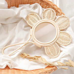 Premium quality cute rattan kid handheld <b>mirror</b> Vietnam handicrafts hand held <b>mirrors</b> for children - Product Image 4