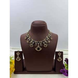 Indian Ethnic Prachi Premium 24K <b>Gold</b> Plated Victorian Bridal Necklace <b>Set</b> - Product Image 5