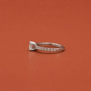 S925 <b>Silver</b> <b>Emerald</b> & Round Moissanite Diamond Women's <b>Ring</b> Engagement Anniversary Gift - Product Image 3