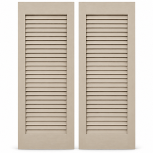 Volets extérieurs horizontaux en bois massif beige à lamelles fixes 15x36 pouces, tailles personnalisées, écologiques, style européen traditionnel - Product Image 1