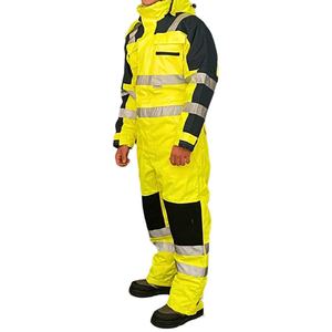 Combinaison de travail d'hiver haute visibilité pour hommes, coupe-vent, en polyester, à capuche, uniforme de sécurité, durable, haute visibilité, pour travaux de construction - Product Image 6