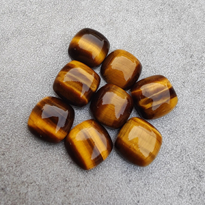 Natural Tiger Eye Cabochon Square <b>Cushion</b> Shape Flat <b>Back</b> Calibrated Loose Gemstone Custom Sizes Available - Product Image 3