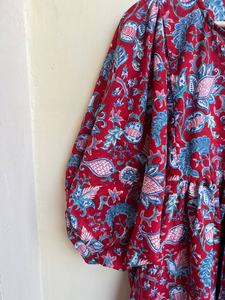 Robe maxi bohème en coton à fleurs, robe imprimée à la main, robe à manches longues à imprimé floral, robe longue décontractée pour femmes - Product Image 4