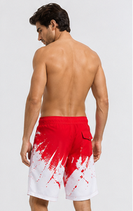 Shorts de bain décontractés pour hommes, séchage rapide, cordon de serrage à la taille, poches, imprimé coucher de soleil, tissu polyester, logo personnalisé, plage, surf - Product Image 6