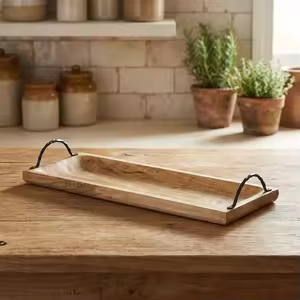 Plateau de service rectangulaire en bois moderne de haute qualité fait à la main et plateau décoratif pour la cuisine, la salle à manger, la table basse, la décoration de la maison - Product Image 6