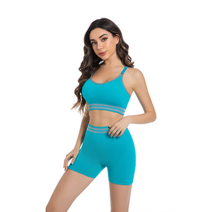 Ensemble de yoga tie-dye sans couture pour femme en Spandex/Nylon, comprenant un haut court dos nageur et un short taille haute, tenue d'entraînement 2 pièces - Product Image 1