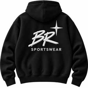 Sudadera con Capucha Negra de Invierno para Hombre, Bolsillo Frontal Tipo Canguro, Cordón Ajustable, Diseño Personalizado Bordado Ecológico, Tejido de Punto de Color Sólido - Product Image 2