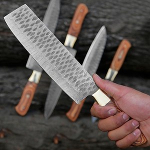 Ensemble de couteaux de cuisine en acier Damas fait main avec manche en bois, comprenant un hachoir et des couteaux de chef - Vente en gros, approvisionnement en vrac, pour la cuisine professionnelle - Product Image 5