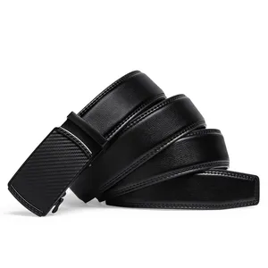 Ceinture formelle en cuir véritable noir avec boucle rectangulaire à verrouillage automatique en alliage, largeur 35 mm, prête à offrir en cadeau pour homme, idéale pour le bureau - Product Image 5