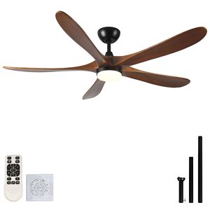 Ventilatore da Soffitto LED in Legno Massello da 62 Pollici con Telecomando, Motore DC Moderno, 5 Pale per Interni/Esterni, Ideale per Patii e Camere da Letto - Product Image 5