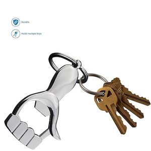 Metal <b>Key</b> Chain Thumbs Up Hand Bottle Opener <b>Key</b> <b>Ring</b> Silver Finish - Product Image 5