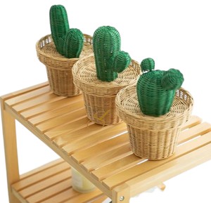 Cesta de Mimbre con Forma de Cactus, con Tapa, Decorativa, para Almacenamiento de Plantas, Organizador de Llaves para Mesa, Regalo para Guardería - Product Image 2