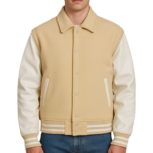 Factory Wholesale High Quality Mandarin Collar Varsity Jacket Front Logo Plaid Pattern Waterproof & Breathable Men's <b>Winter</b> - Product Image 4