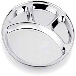 Assiette de table classique en acier inoxydable, plateau compartimenté pour cantine, thali artisanal pour mariage et fête - Product Image 2