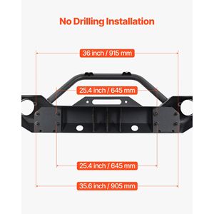 "2007-2018 JK/JKU Wrangler Front Bumper with Winch <b>Plate</b> D <b>Ring</b> Mounts Fog Light Housing Heavy Duty Steel" - Product Image 6
