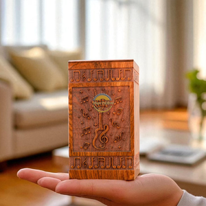 Urne funéraire en bois de rose sculptée à la main AYAANS, très vendue, pour cendres d'adultes, urnes funéraires en gros (6X6X11)IN - Product Image 3