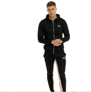 Conjunto Deportivo de Sudadera con Cremallera Negra para Hombre, Ropa Deportiva Personalizada para Gimnasio, Traje para Correr, Fabricante y Proveedor de Ropa al Por Mayor - Product Image 1