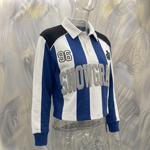 Maillot de football rayé Snowgrace à manches longues avec logo brodé, col rabattu, unisexe, adulte, coupe classique - Product Image 2