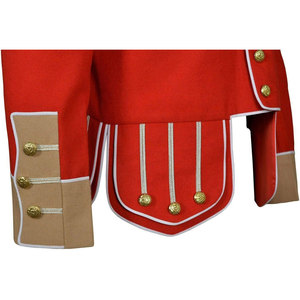 Hot Selling 2026 Ventoria Enterprises Scottish <b>Wool</b> Blend White Trim <b>Red</b> <b>Wool</b> Highland Doublet Pipe Band Jacket Top Wholesale - Product Image 3