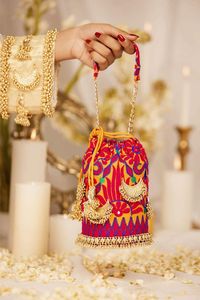 NUEVO Bolso Potli con Cordón y Bordado de Cuentas, Bolso de Mano para Fiesta, Boda, Joyería, Cosméticos - Product Image 2
