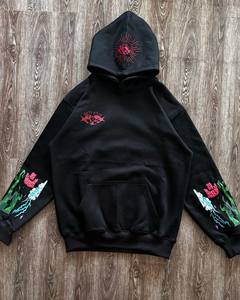 เสื้อฮู้ดดี้ผู้ชายคุณภาพสูงแบบซิป ปักลาย 100% ผ้าฝ้าย สไตล์สตรีทแวร์สำหรับฤดูหนาว ปักโลโก้แบบดิสเทรส ทรงครอป สวมใส่สบาย - Product Image 6