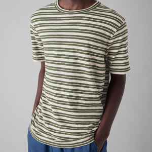 Camiseta de Manga Corta a Rayas para Hombre, Camisetas de Algodón Jersey, Camiseta de Verano para Hombre con Logotipo, Camisetas Lisas con Cuello Redondo - Product Image 4