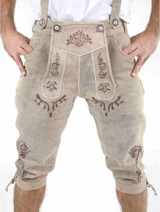 Shorts en cuir pour homme, tenue de fête, Lederhosen traditionnels avec broderie à motifs et bretelles en cuir pour événements culturels - Product Image 2