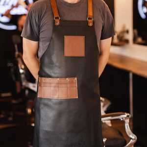 Tablier de barbier et de chef en cuir véritable de haute qualité, réglable, confortable et sans manches, robuste, pour usage intensif - Product Image 2