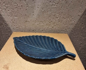 Ceramic Leaf Serving Dish Handmade Bohemian Design Round 300mm Diameter Brown Glaze Table Decoration - Product Image 3