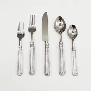Cutlery <b>Set</b> Vintage Spiral Twisted Handle Metallic Silver Stainless Steel 4pcs Cafe <b>Bistro</b> Tableware Cutlery <b>Set</b> - Product Image 4