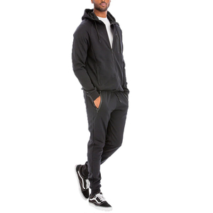 Ensemble de survêtement à capuche pour homme, couleur unie, polyester, tissu molletonné français, vêtements décontractés d'automne, respirant, jogging tricoté - Product Image 6
