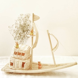 Juguetes ecológicos para niños, barco de ratán natural, modelo de barco en miniatura, piezas decorativas para la habitación infantil. - Product Image 5